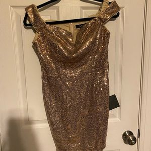 Gold Sequined Lulus Mini Dress